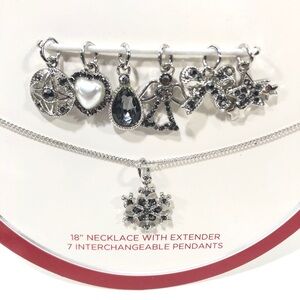 Holiday Time Jewelry Women Necklace 18” Extender 7 Interchange Pendant Christmas